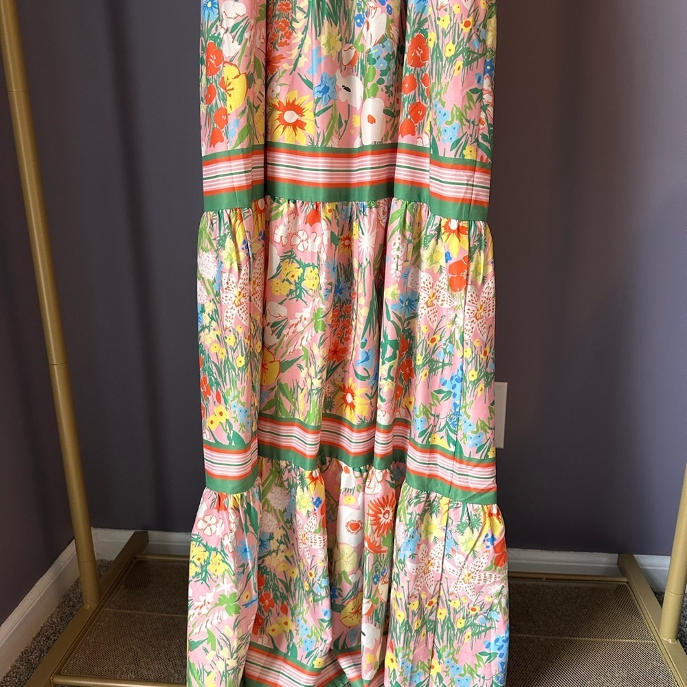 Jade Melody Tam Toe Shoulder Garden Border Tiered Maxi Dress Size XS - Picture 8 of 8
